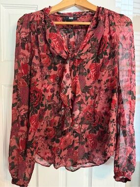 Paige silk floral blouse with front tie